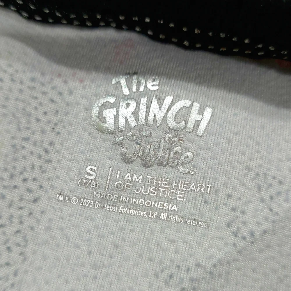 JUSTICE Girls Grinch Graphic Velour Sweatshirt, Super Soft Boxy, Christmas 7/8 S - Picture 4 of 4